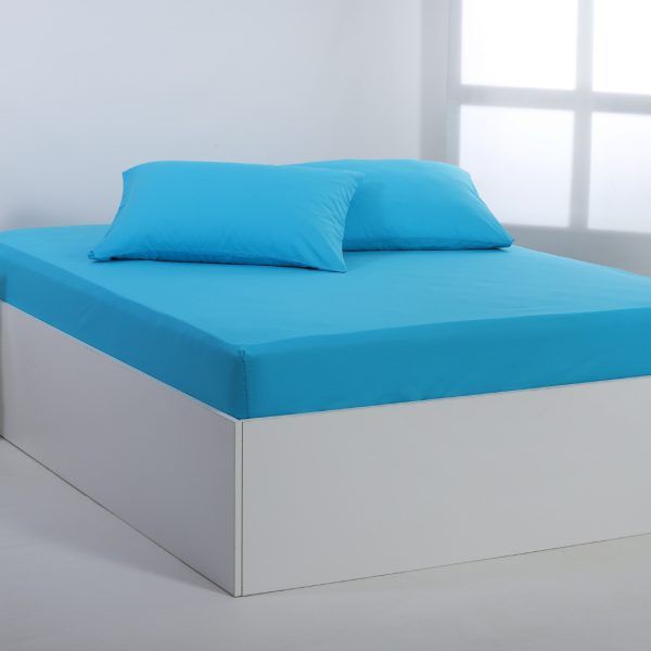 Βαμβακερό σεντόνι essentials (105cm x 200cm + 35cm) river blue SilkFashion