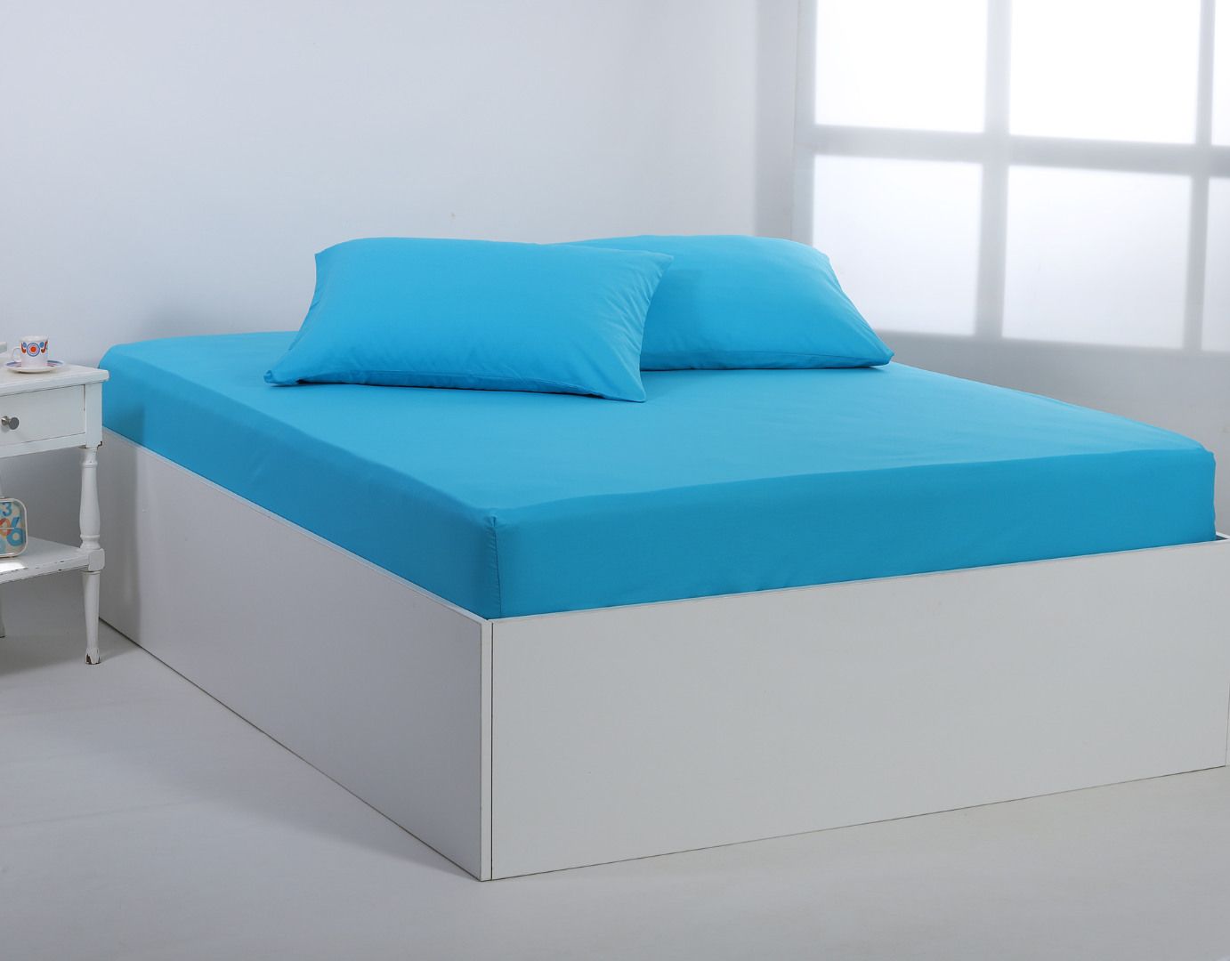 IMG_4073 Βαμβακερό σεντόνι essentials (105cm x 200cm + 35cm) river blue SilkFashion - Image 1