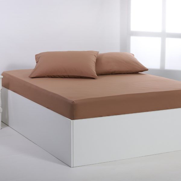 Βαμβακερό σεντόνι essentials (105cm x 200cm + 35cm) praline SilkFashion
