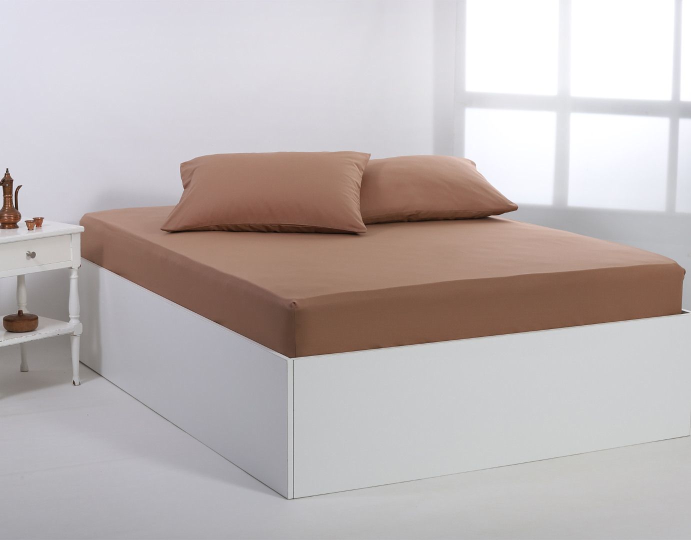 IMG_4085 Βαμβακερό σεντόνι essentials (105cm x 200cm + 35cm) praline SilkFashion - Image 1