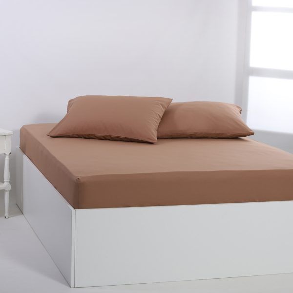 Βαμβακερό σεντόνι essentials (165cm x 200cm + 35cm) praline SilkFashion