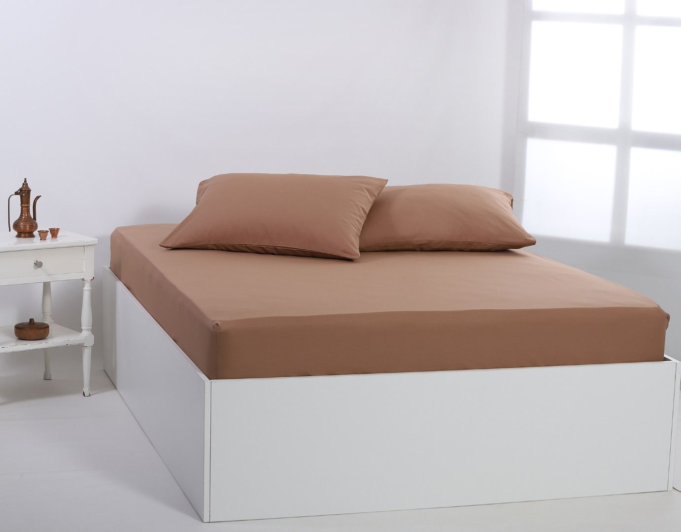 IMG_4086-1 Βαμβακερό σεντόνι essentials (165cm x 200cm + 35cm) praline SilkFashion - Image 1