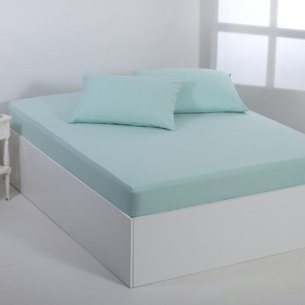 Βαμβακερό σεντόνι essentials (105cm x 200cm + 35cm) misty jade SilkFashion