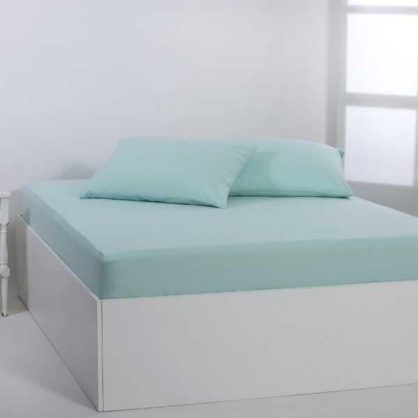 Βαμβακερό σεντόνι essentials (165cm x 267cm) misty jade SilkFashion