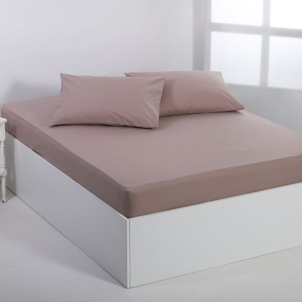 Βαμβακερό σεντόνι essentials (105cm x 200cm + 35cm) mashroom SilkFashion