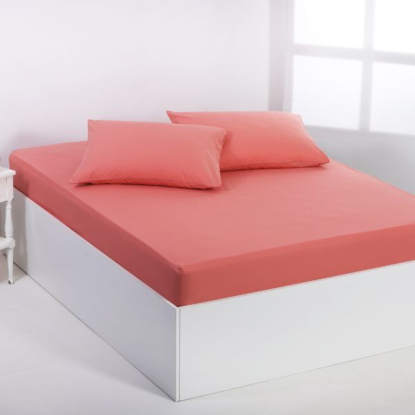 Βαμβακερό σεντόνι essentials (105cm x 200cm + 35cm) coral almond SilkFashion