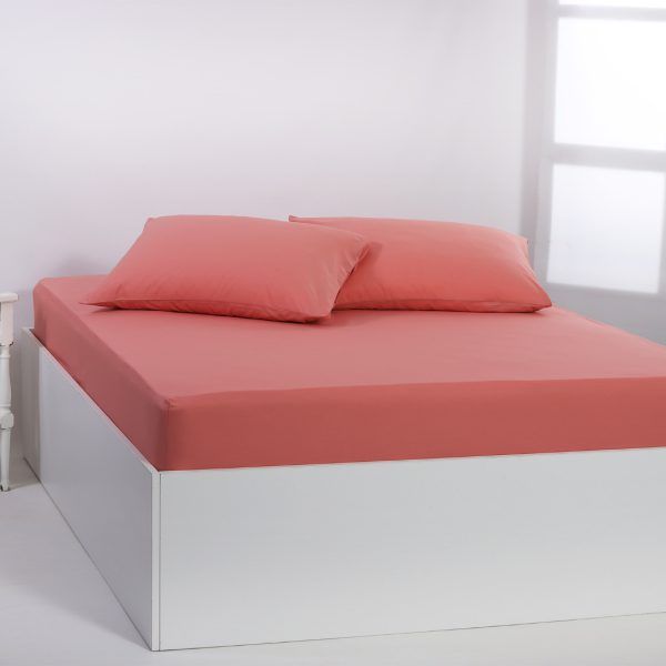 Βαμβακερό σεντόνι essentials (245cm x 267cm) coral almond SilkFashion