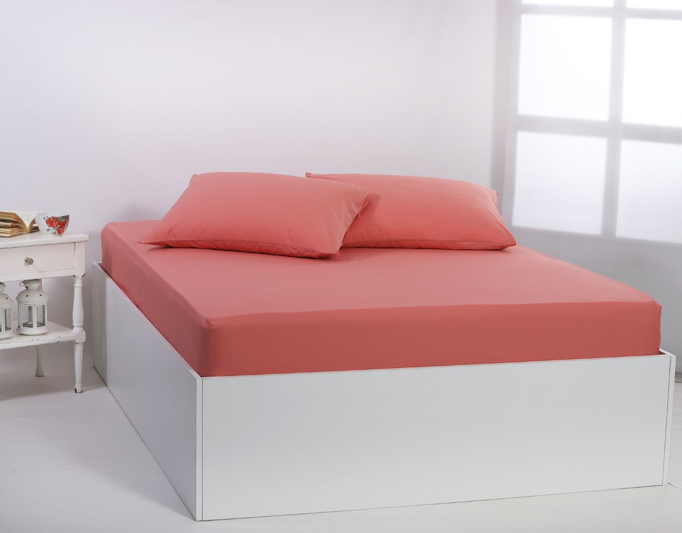 IMG_4126 Βαμβακερό σεντόνι essentials (125cm x 200cm + 35cm) coral almond SilkFashion - Image 1