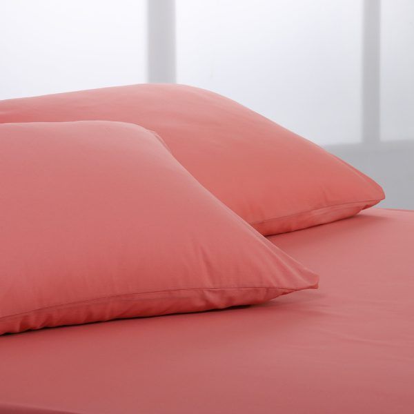 Βαμβακερό σετ μαξιλαροθήκες essentials (52cm x 72cm ) coral almond SilkFashion