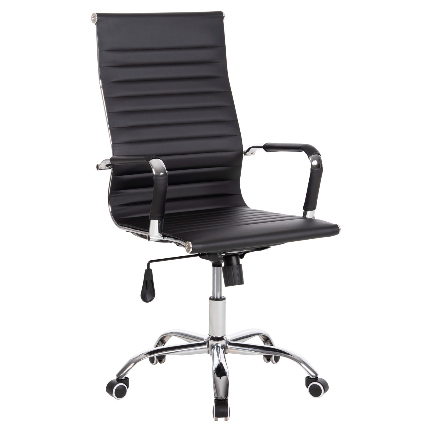 karekla-grafeioy-fb9105931-mayro-pu-diey ΚΑΡΕΚΛΑ ΓΡΑΦΕΙΟΥ HM1059.31 ΜΑΥΡΟ PU BOSS ΔΙΕΥΘΥΝΤΟΥ ΠΟΔΙ ΧΡΩΜΙΟΥ 53x57x109Υεκ. - Image 1