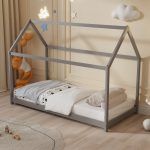 ΚΡΕΒΑΤΙ ΠΑΙΔΙΚΟ PEPE HM677.05 τ.MONTESSORI ΞΥΛΟ ΠΕΥΚΟ ΓΚΡΙ- 190x90εκ - Image 2