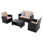 ΣΑΛΟΝΙ ΕΞ.ΧΩΡΟΥ 4ΤΜΧ THORE HM5978 ΣΥΝΘ. RATTAN ΜΑΥΡΟ-ΜΠΕΖ ΜΑΞΙΛΑΡΙΑ - Image 6