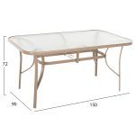 ΤΡΑΠΕΖΙ BRUNO 150X90Χ72Υεκ. ΜΕΤΑΛΛΙΚΟ ΣΑΜΠΑΝΙ ΜΕ ΤΡΥΠΑ ΟΜΠΡΕΛΑΣ Φ38mm HM5145.14 - Image 2