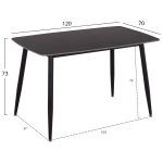 ΤΡΑΠΕΖΙ RAVEN HM9854.02 ΚΕΡΑΜΙΚΟ TOP ΜΑΥΡΟ ΜΑΡΜΑΡΟ-ΜΑΥΡΟ ΜΕΤΑΛΛΟ 120x70x73Υεκ. - Image 2