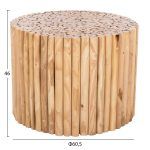 ΤΡΑΠΕΖΙ ΣΑΛΟΝΙΟΥ ΣΤΡΟΓΓΥΛΟ COOTER HM9864 ΚΛΑΔΙΑ TEAK-ΦΥΣΙΚΟ Φ60,5x46Υεκ. - Image 2