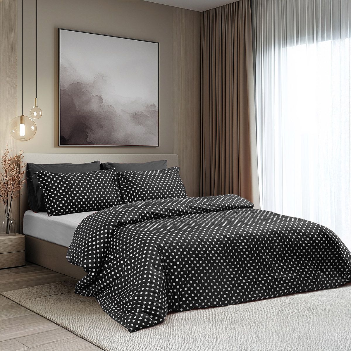 10101_Black Beauty Home Σετ παπλωματοθήκη μονή Art 10101 Fancy 170×250 Μαύρο - Image 1