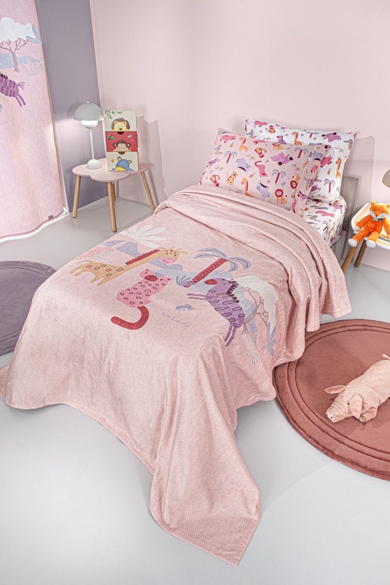 1113030126005 Κουβέρτα Fleece Ultra Soft Μονή 160×220 Guy Laroche Jungle Pink - Image 1