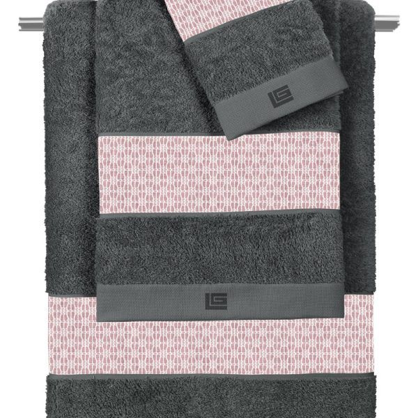 Σετ Πετσέτες 3 Τεμαχίων Guy Laroche Sandy Old Pink-Anthracite