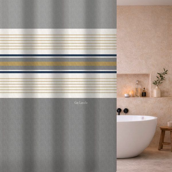 Κουρτίνα Μπάνιου 240×185 Αδιάβροχη Guy Laroche Pinstripe Grey