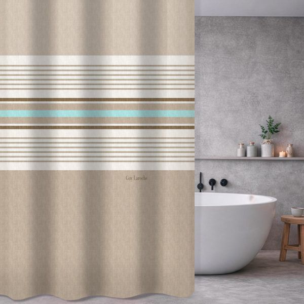 Κουρτίνα Μπάνιου 240×185 Αδιάβροχη Guy Laroche Pinstripe Natural