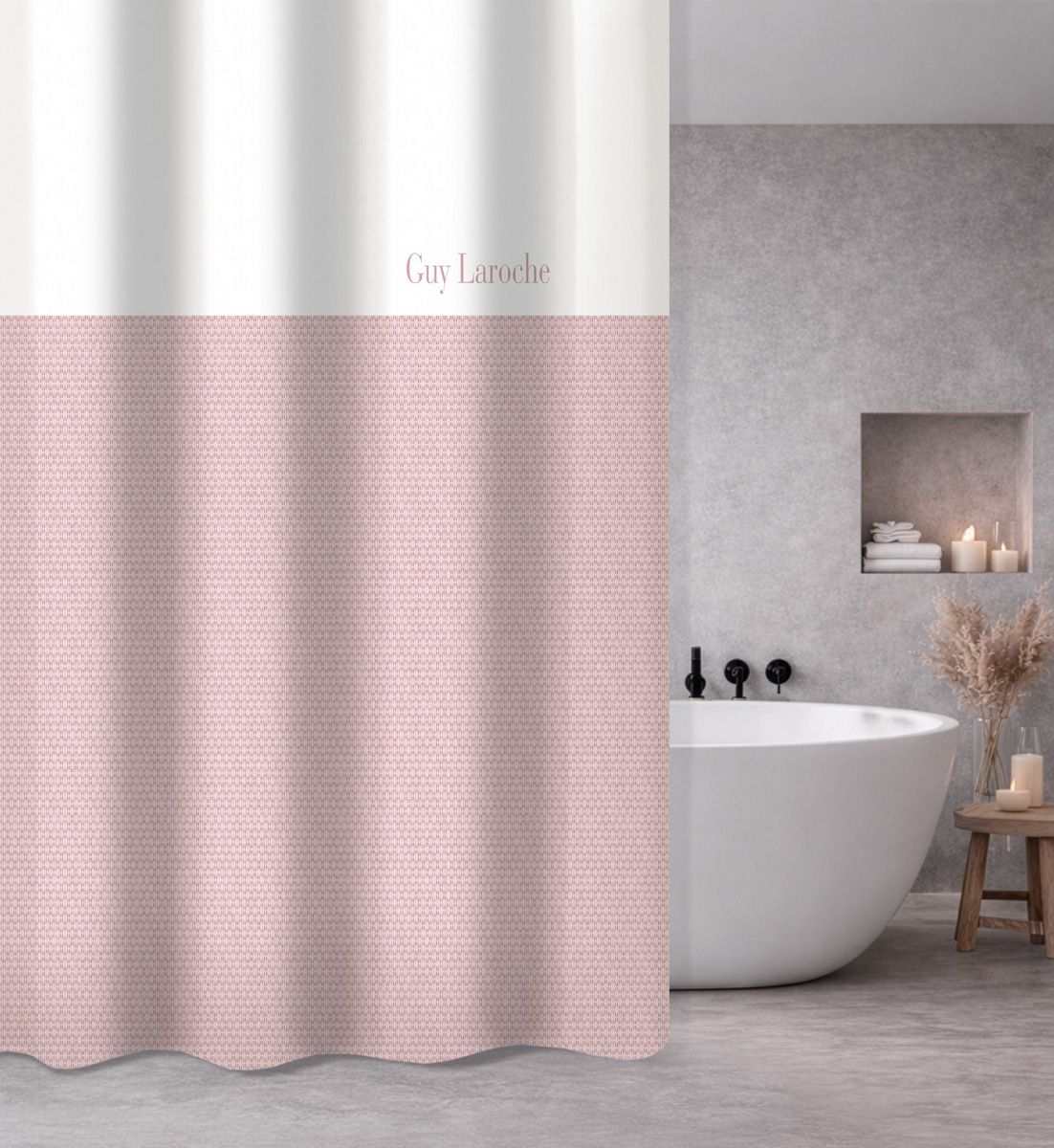 1128030126023 Κουρτίνα Μπάνιου 240×185 Αδιάβροχη Guy Laroche Sandy Old Pink - Image 1