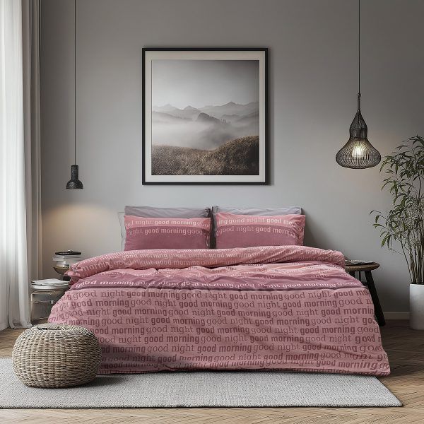 Beauty Home Σετ σεντόνια μονά με λάστιχο Glory Art 12374 110x200+32 Σάπιο Μήλο,Ροζ