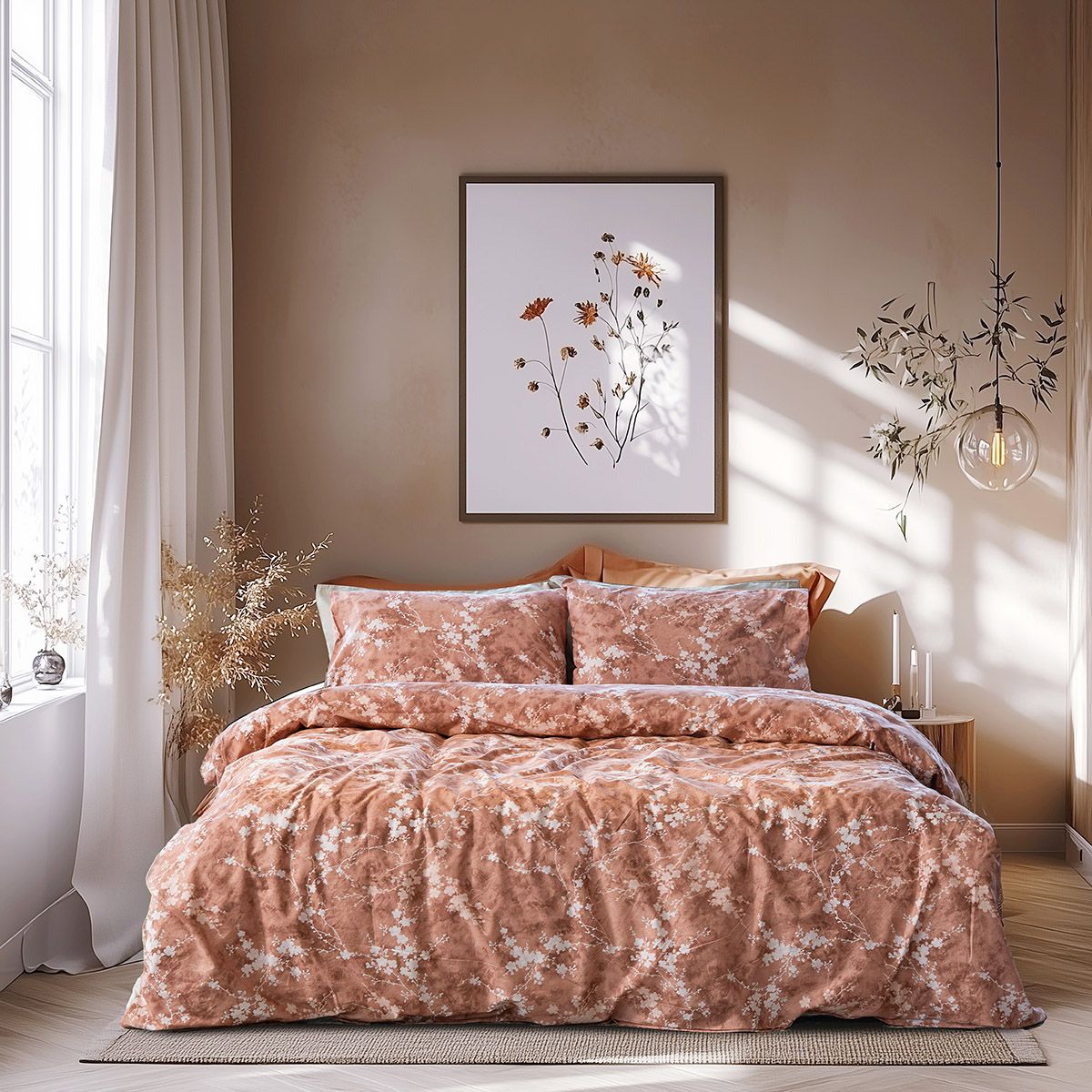 12376 Beauty Home Σετ σεντόνια υπέρδιπλα Glory Art 12376 240x265 Κεραμιδί - Image 1