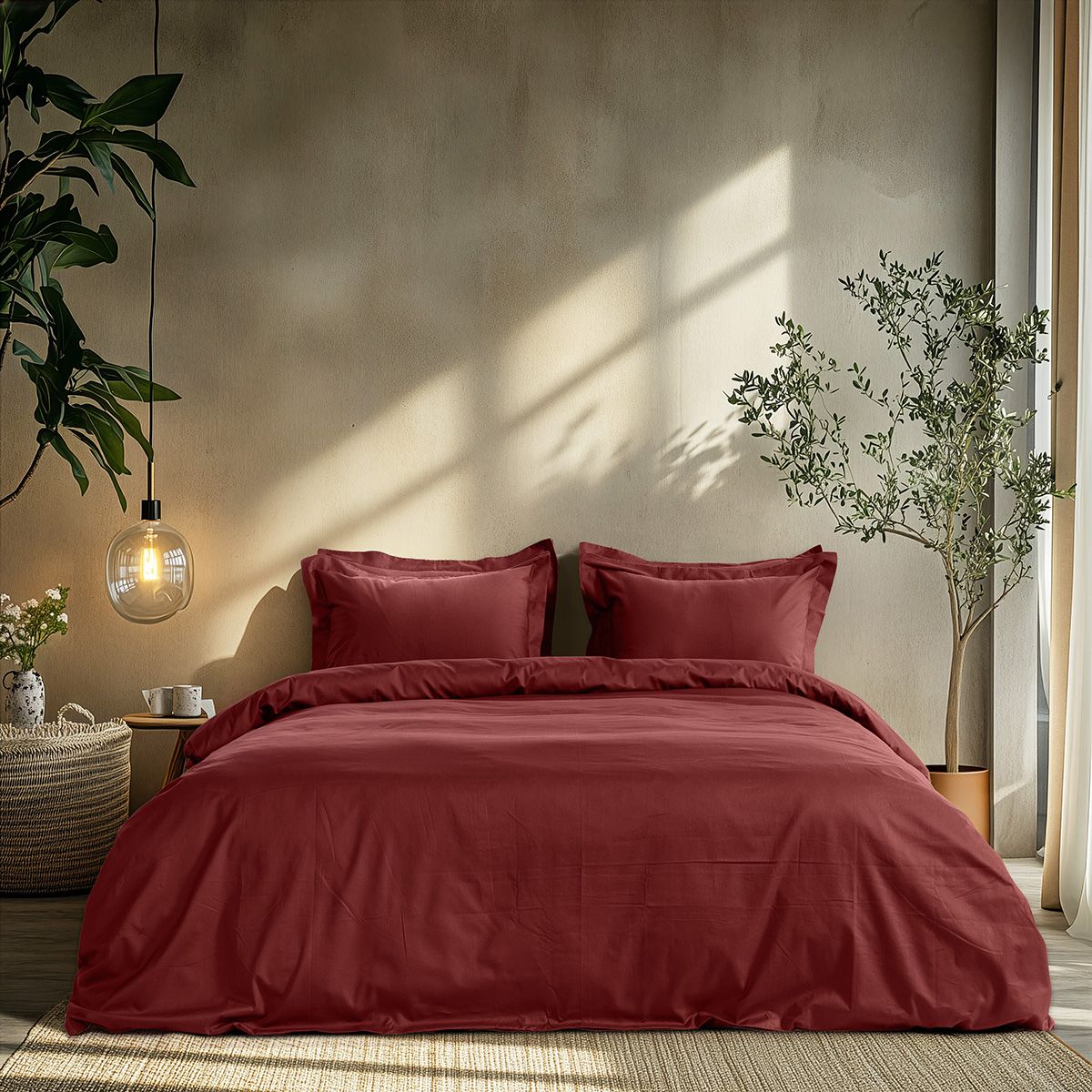 1700_Cabernet Beauty Home Ζεύγος μαξιλαροθήκες μονόχρωμες Art 1700 Harmony 52x73 Μπορντό - Image 1