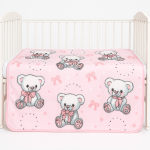 Κουβερτούλα  Βελουτέ Κούνιας 110x150 Cosmin Bear Pink