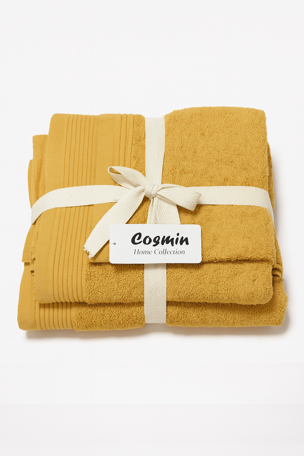 4000118 Σετ Πετσέτες 3 τεμαχίων Cosmin Serenity Mustard - Image 1