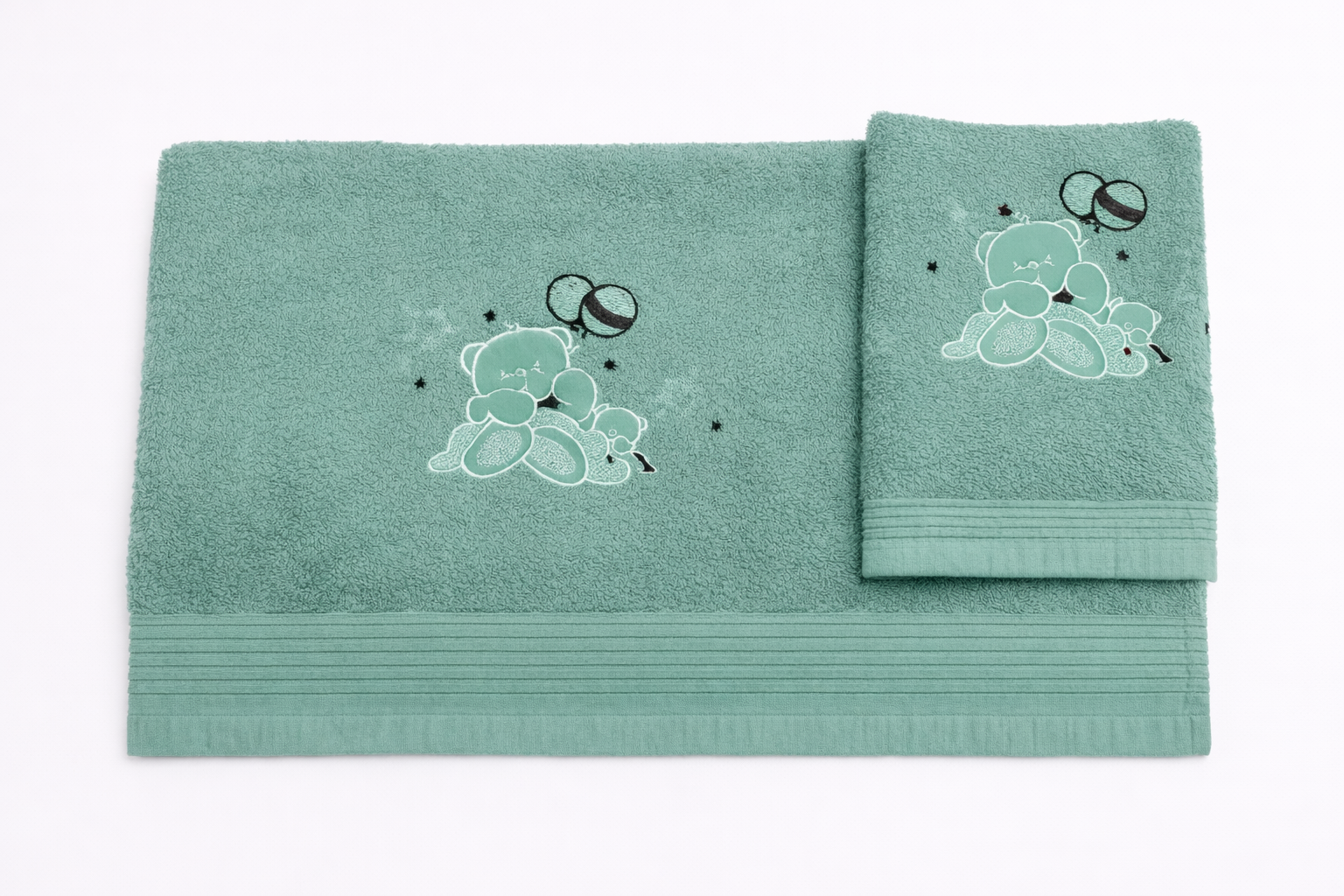 400014 Σετ Πετσέτες Βρεφικές 2 Τεμαχίων Cosmin Bear Green - Image 1