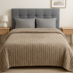 Κουβερτοπάπλωμα Υπέρδιπλο 220x240 Cosmin  Puffy Ribs Light Brown