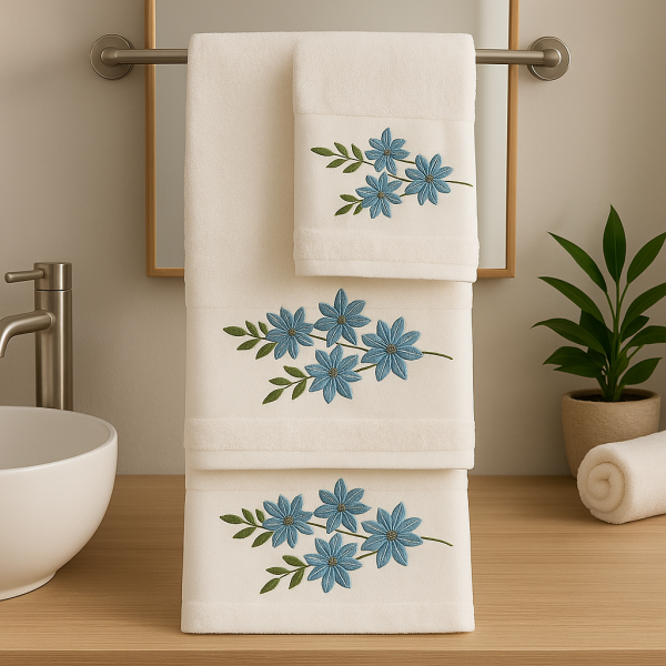 Σετ Πετσέτες 3 Τεμαχιων Cosmin Design White+Blue