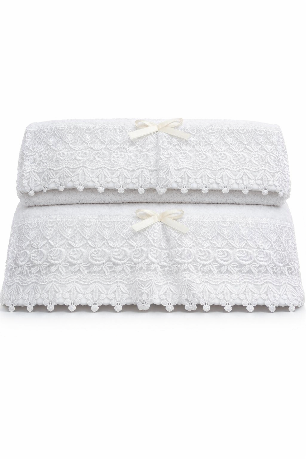 4000172 Σετ Πετσέτες 2 Τεμαχίων Cosmin Lace White - Image 1
