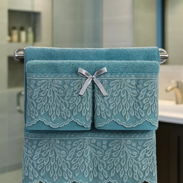 Σετ Πετσέτες 2 Τεμαχίων Cosmin Lace Mint