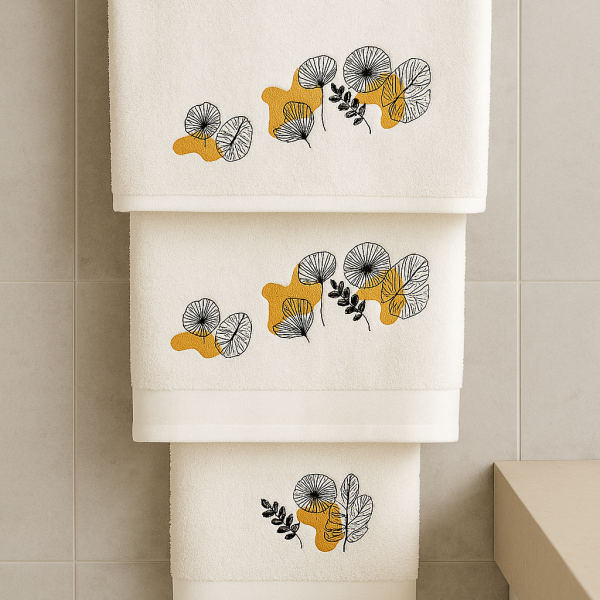Σετ Πετσέτες 3 Τεμαχιων Cosmin Design White+Yellow