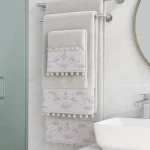 Σετ Πετσέτες 3 Τεμαχιων Cosmin Design Grey+pom pom