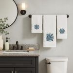 Σετ Πετσέτες 3 Τεμαχιων Cosmin Design White+Dark Blue