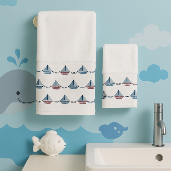 Σετ Πετσέτες Βρεφικές 2 Τεμαχίων  Cosmin Boats