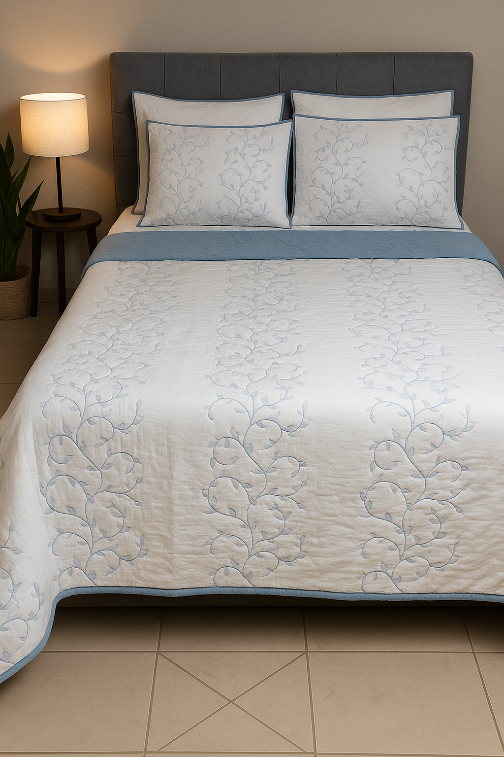 4000196 Σετ Κουβερλί 220x240 Cosmin QuiltSet Flowers White - Image 1