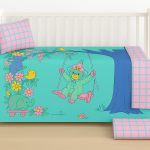 Σετ Σεντόνια Κούνιας 3 Τεμαχίων 100x150 Cosmin Happy Garden Green