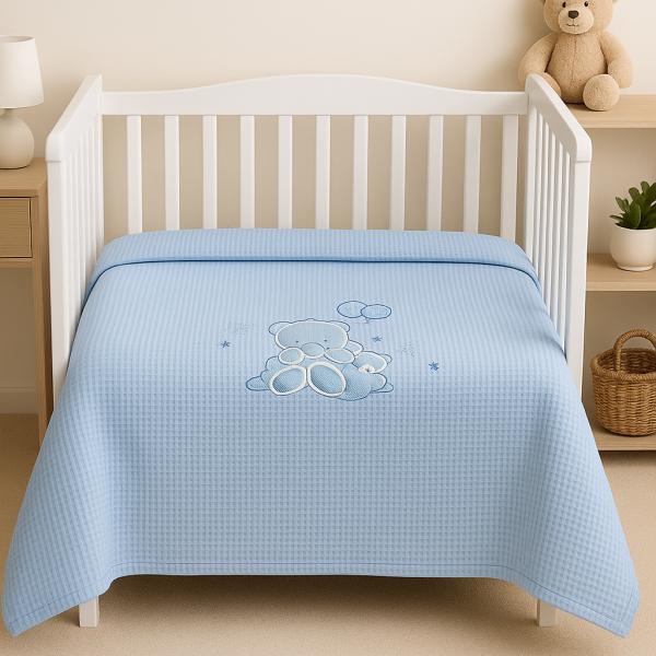 Κουβέρτα Πικέ Κούνιας 110x140 Cosmin  Blue Bear