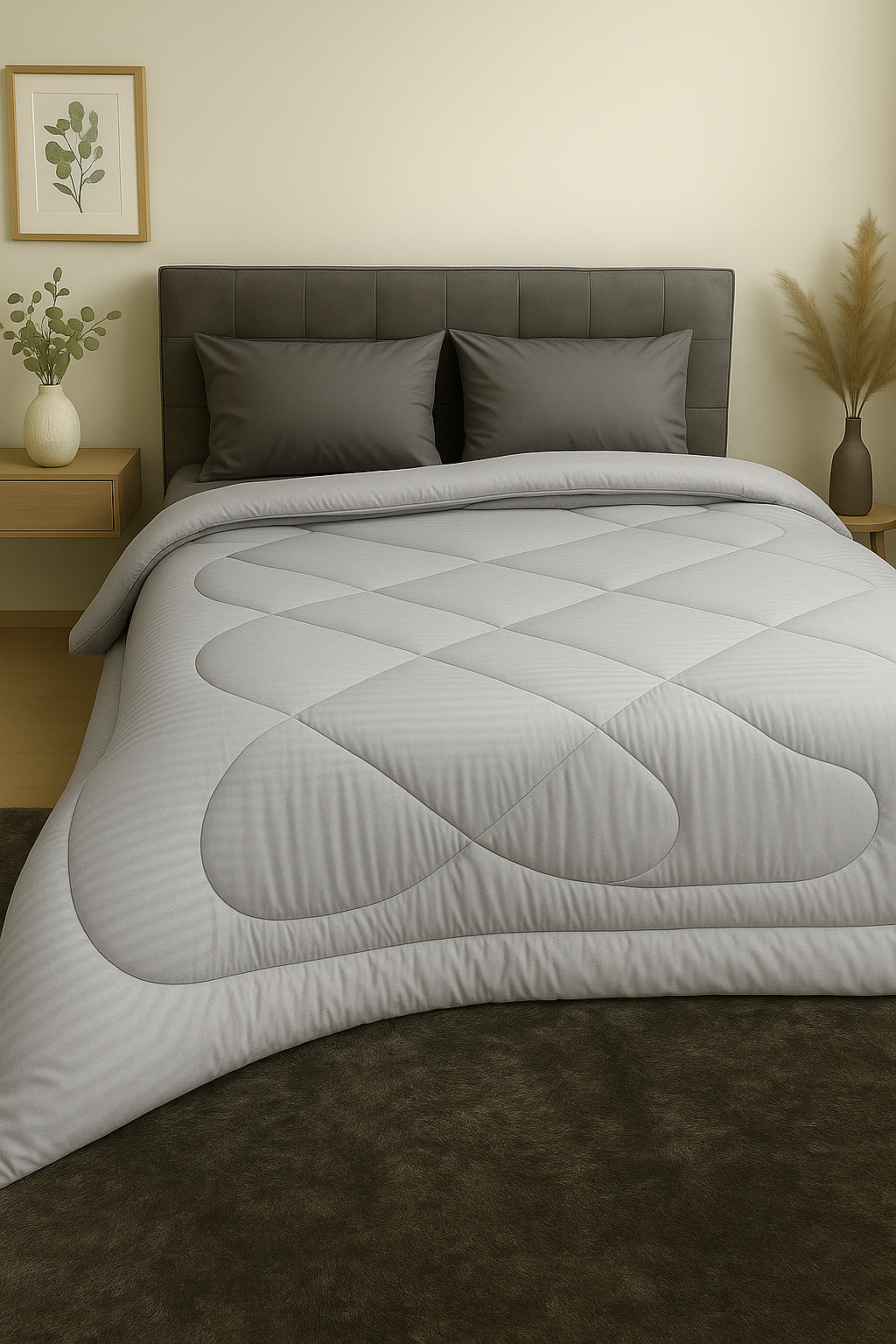 4000239 Πάπλωμα Ημίδιπλo 160x240 Cosmin Stripe Light Grey - Image 1