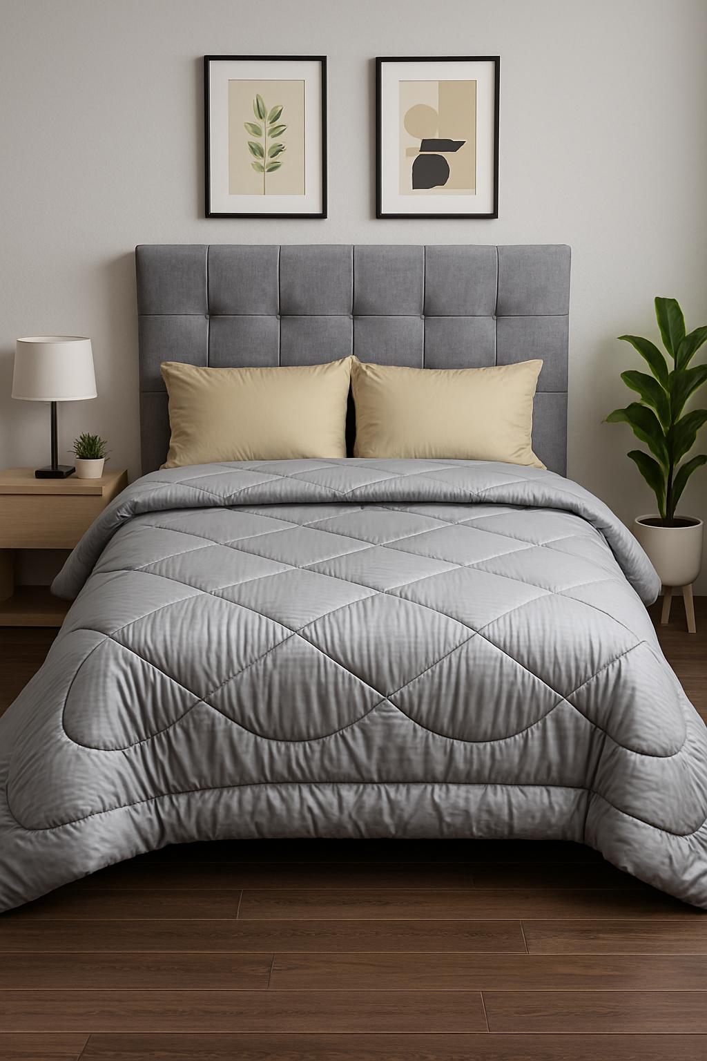 4000241 Πάπλωμα Ημίδιπλo 160x240 Cosmin Stripe Grey - Image 1
