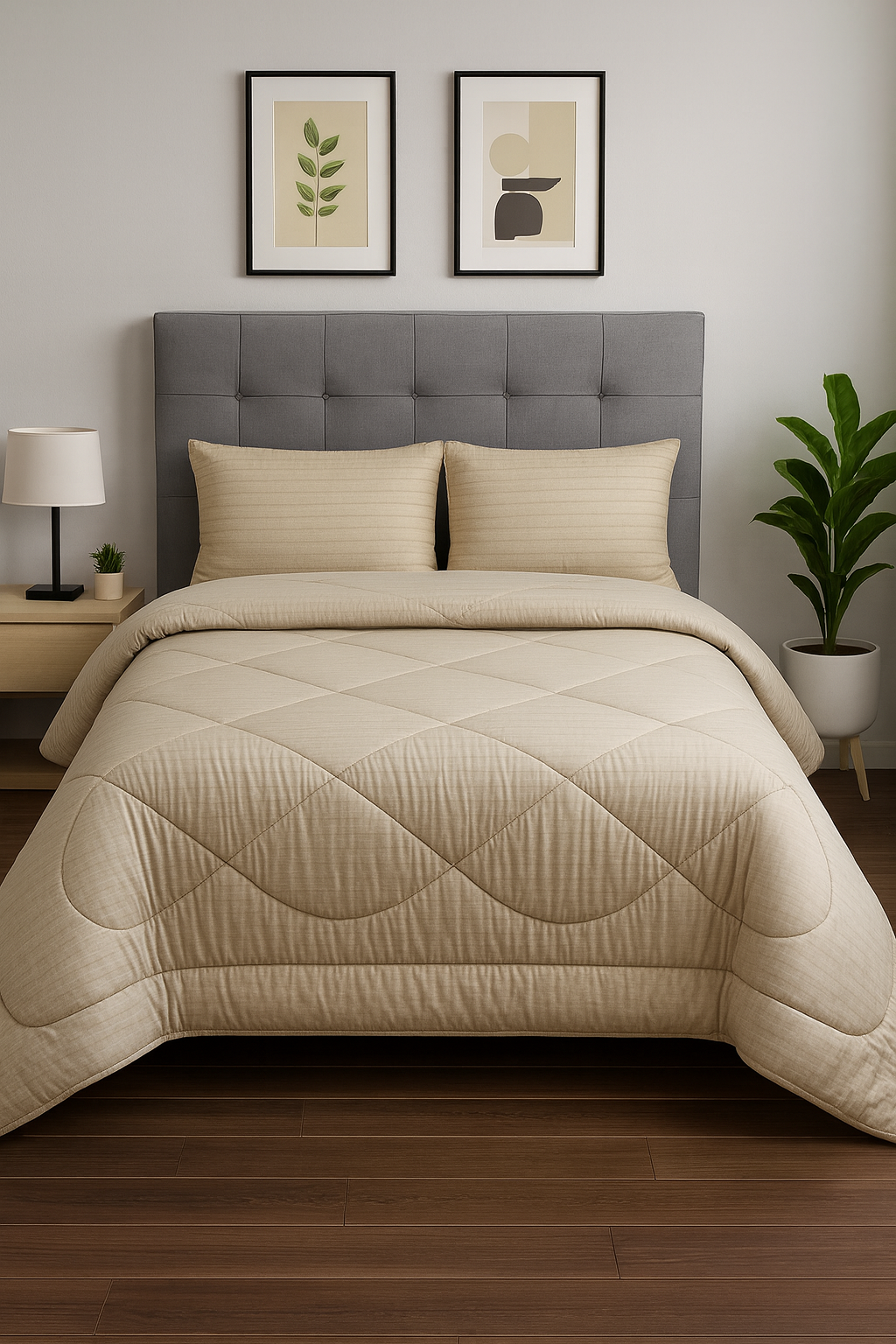 4000260 Παπλωματοθήκη Υπέρδιπλη 220x240 Cosmin Stripe Beige - Image 1