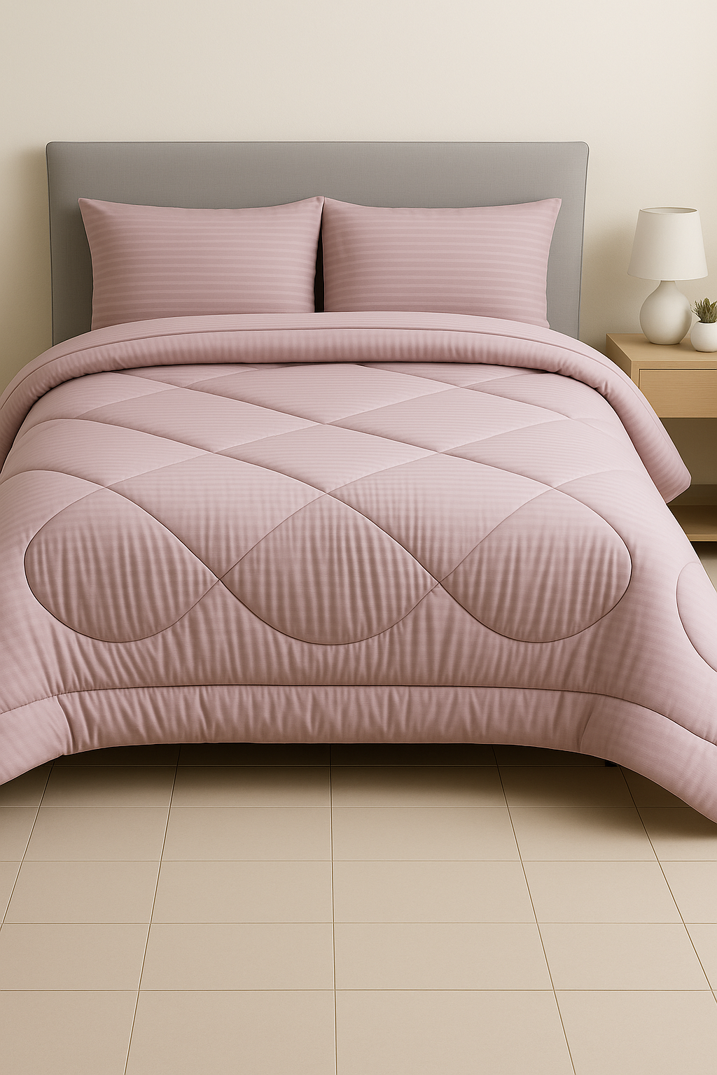 4000263 Παπλωματοθήκη Υπέρδιπλη 220x240 Cosmin Stripe Pink - Image 1