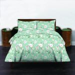 Σετ Σεντόνια Υπέρδιπλα 100% Βαμβακερά 240x260 Cosmin Libre  Flowers Light Green