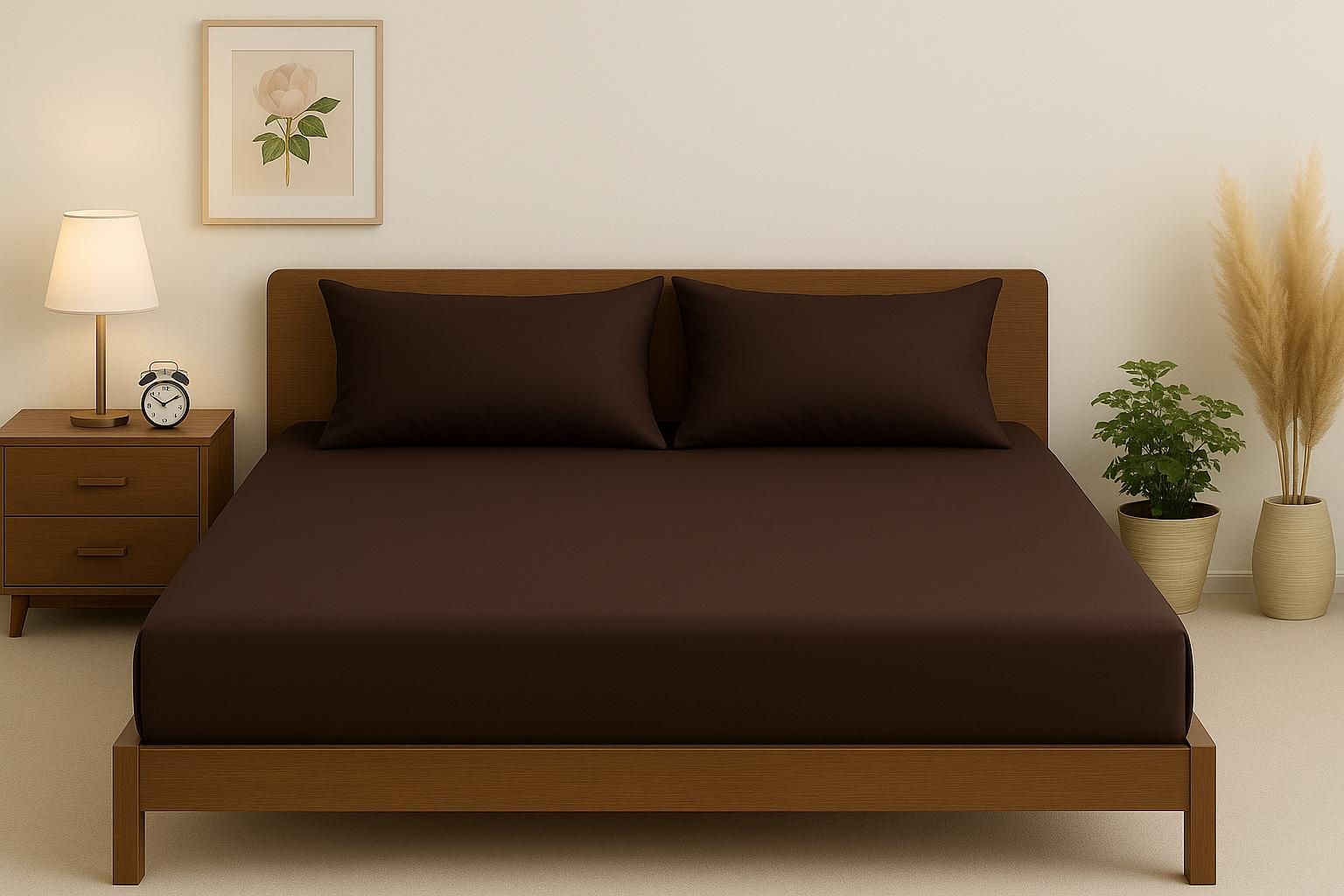 4000359 Σετ Σεντόνια Βαμβακοσατέν 240x260 Cosmin Home Imports Brown - Image 1
