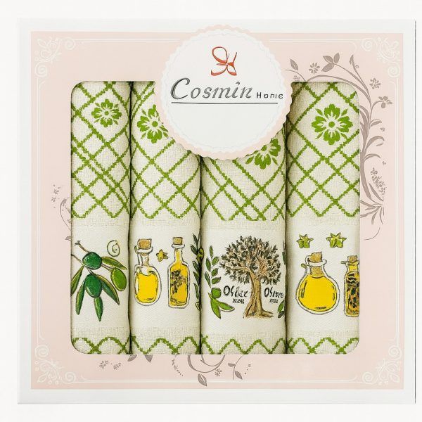 Σετ Ποτηρόπανα 4 Τεμαχίων 40x60 Cosmin Green Olive Fresh Line