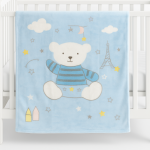Κουβερτούλα Βελουτέ Κούνιας 110x150 Cosmin Bear Blue